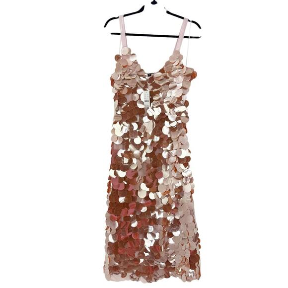 J. Crew Women's Circle-Sequin Midi Dress Sleeveless Peachy Pink Size 6 NWT - Picture 8 of 13